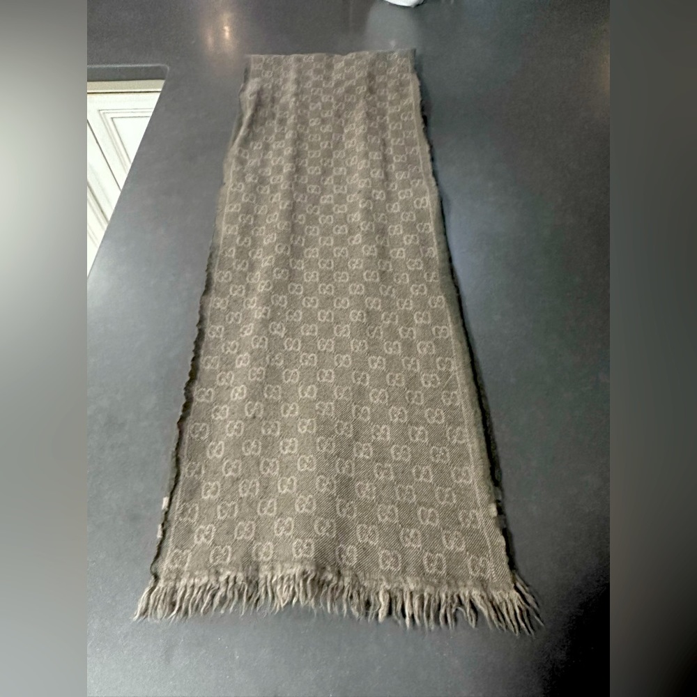 Gucci Cashmere GG Monogram Scarf Authentic